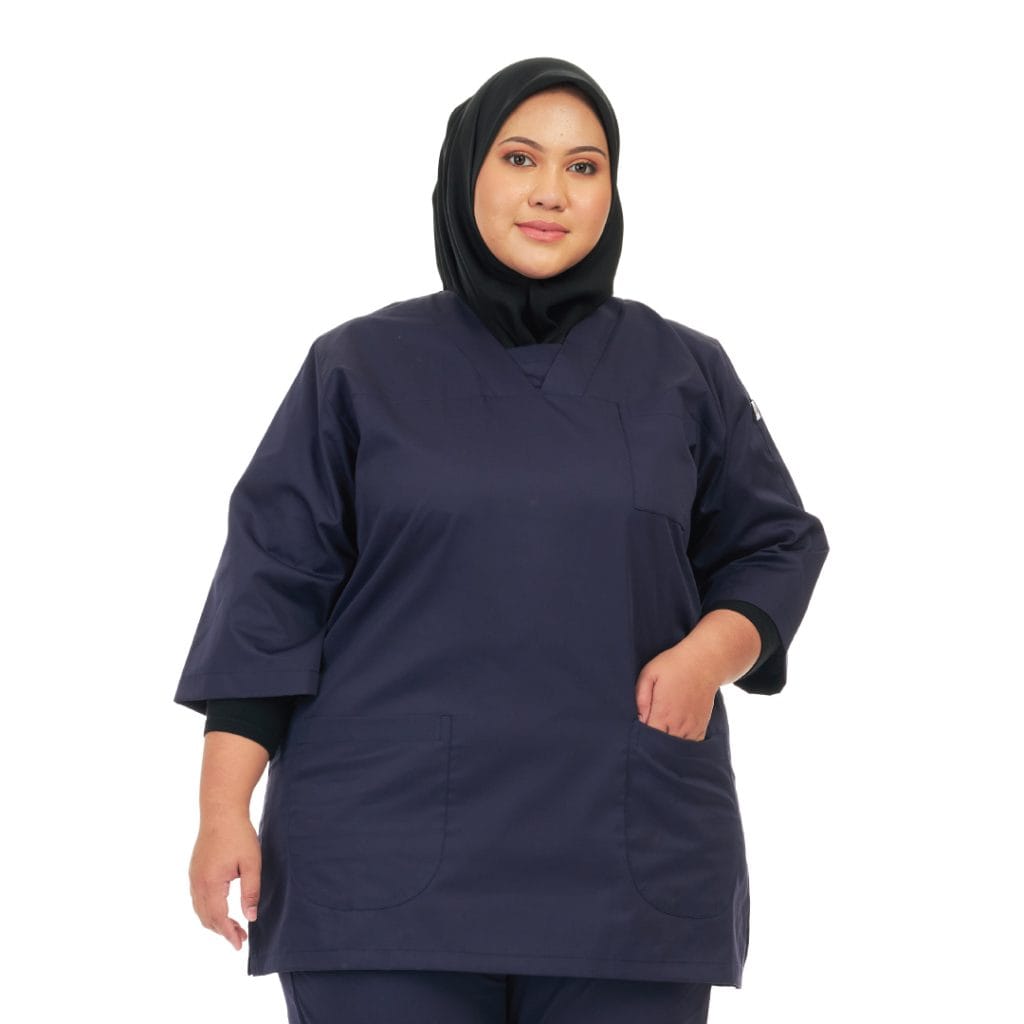 Comfy Cotton Plus Size Women 3/4 Sleeve Scrub Suit Top Alchemy Apparel